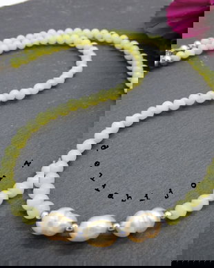 Colier handmade - jad si perle cultura (cod1045)
