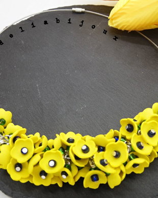Colier handmade statement -floral - foamiran (cod1046)