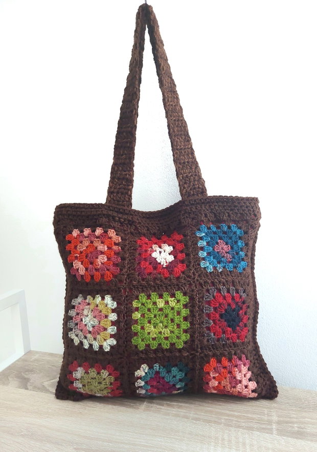 Sacoșă tote bag shopper crosetata manual captusit