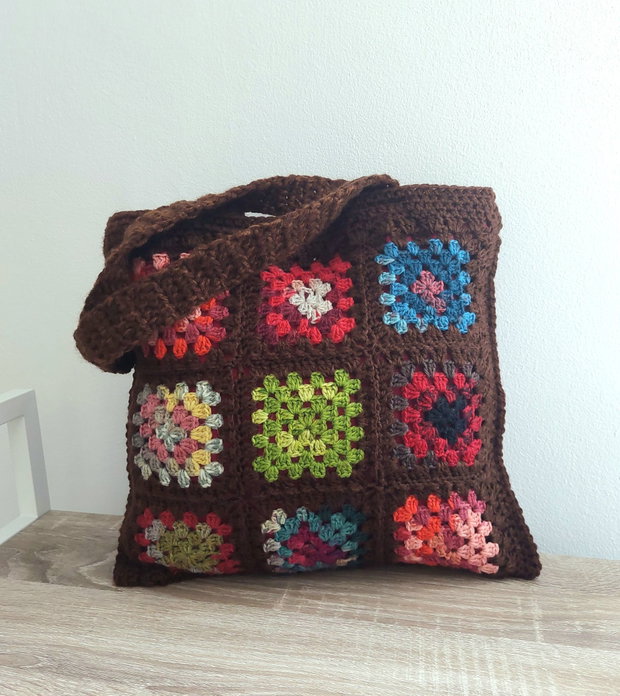 Sacoșă tote bag shopper crosetata manual captusit