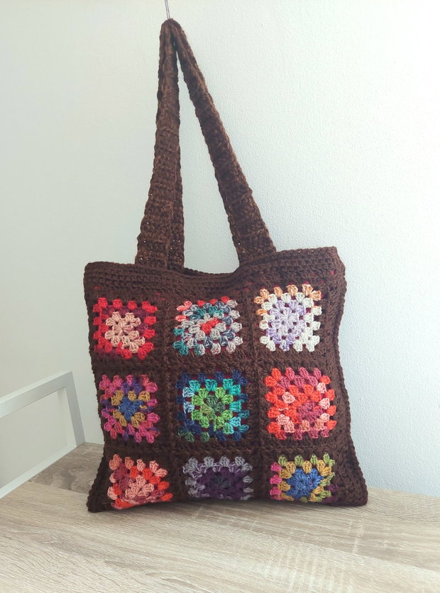 Sacoșă tote bag shopper crosetata manual captusit