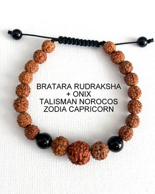Bratara RUDRAKSHA+ONIX*Zodia Capricorn*Talisman norocos