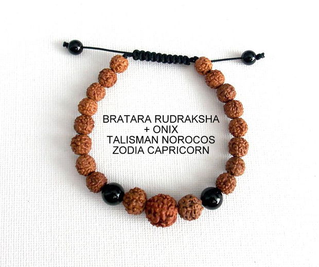 Bratara RUDRAKSHA+ONIX*Zodia Capricorn*Talisman norocos