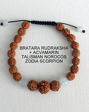 Bratara RUDRAKSHA+ACVAMARIN*Zodia Scorpion*Talisman norocos