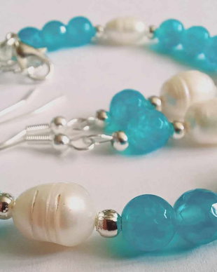 Agate bleo & Perle naturale