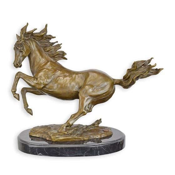 Cal la galop-statueta din bronz cu un soclu din marmura