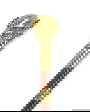 Baston din lemn mahon cu cap de mort