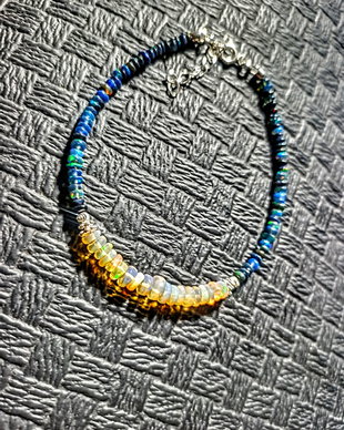 Bratara argint opal de foc etiopian galben si negru minimalista boho chic trendy cadou - Transport gratuit