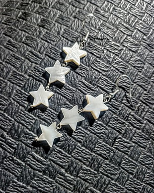 Cercei argint sidef stele atarnatori boho chic trendy - Transport gratuit