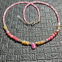 Colier argint safir roz opal de foc etiopian turmalina roz/rubelit minimalist picatura boho chic trendy cadou - Transport gratuit