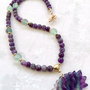 Colier floare Lotus fluorit & ametist