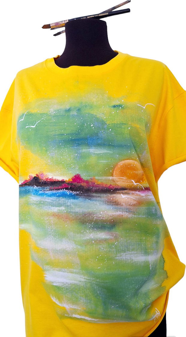 Tricou  pictat" Summer"