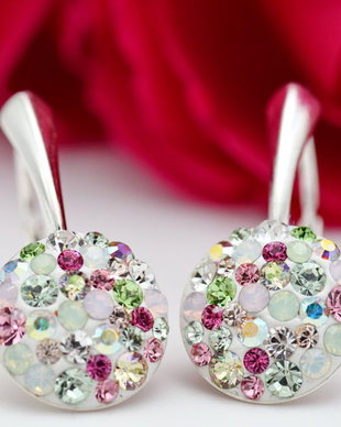 Cercei handmade Swarovski  Chaton Regal Pastel  Argint 925