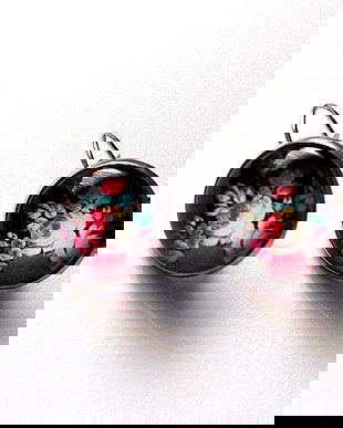 cercei cu sticla cu motiv floral 45858