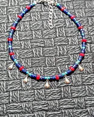 Bratara argint lapis lazuli coral turcoaz reconstruit heishi disc charm argint minimalista boho chic trendy - Transport gratuit