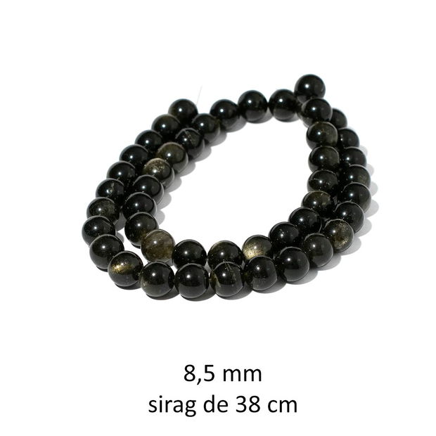 Sirag margele imitatie Obsidian, 8,5 mm, CD-254