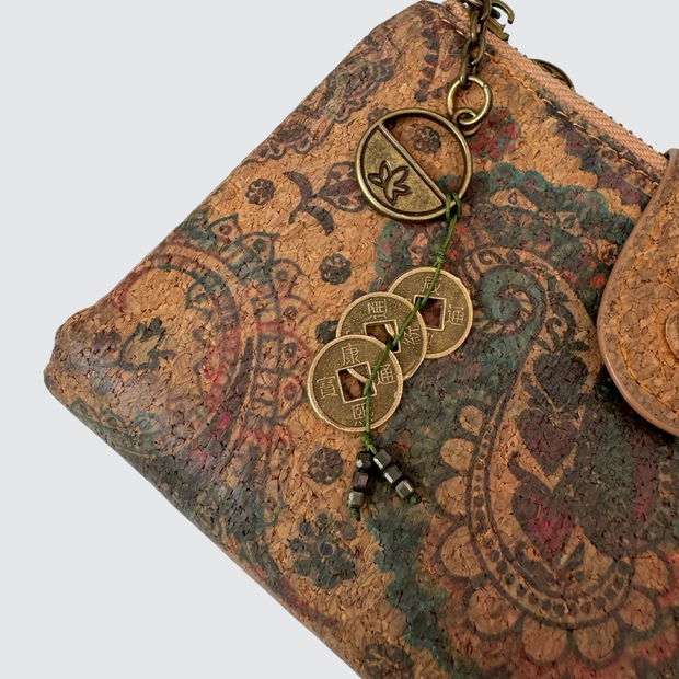 Talisman Feng Shui cu monede chinezesti si pirita, mic, pentru portofel - Abundenta, noroc si prosperitate