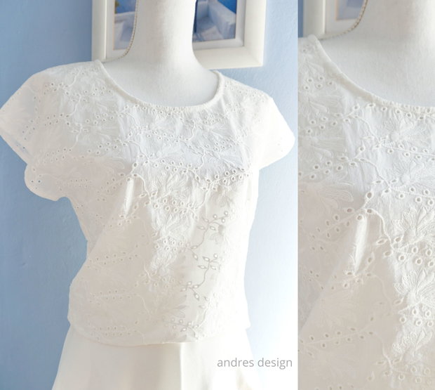 Bluza Lejera Panza Alba Brodata