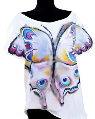 Tricou pictat L " Butterflies "