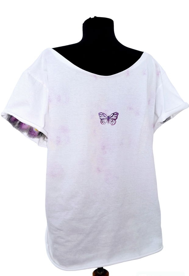 Tricou pictat L " Butterflies "