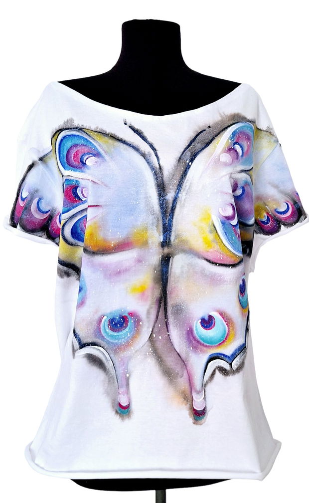 Tricou pictat L " Butterflies "