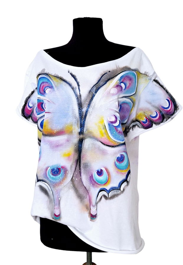 Tricou pictat L " Butterflies "