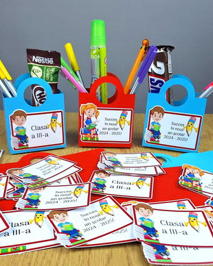 Set creativ cutiuta personalizata cu mascota clasei - Exploratori