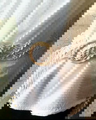 cordon / brau / curea /centura impletita macrame alb