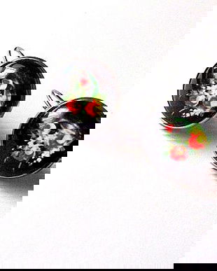 cercei cu sticla cu motiv floral 45879