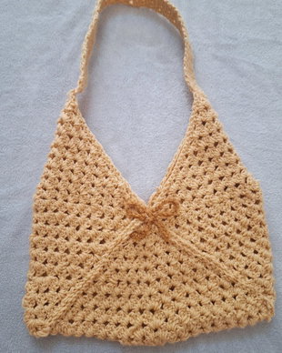 Geanta croșetată Coquette Caramel, Coquette White Velvet