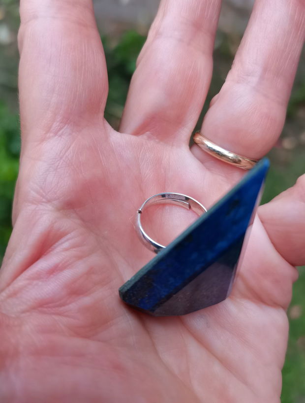 Inel Lapis lazuli si Argint 925 - IN1406 - Inel albastru reglabil, cadou sotie, inel cadou, bijuterii cadou, bijuterii lapis lazuli, inel lacrima, cristale vindecatoare, cristaloterapie, cristale de colectie