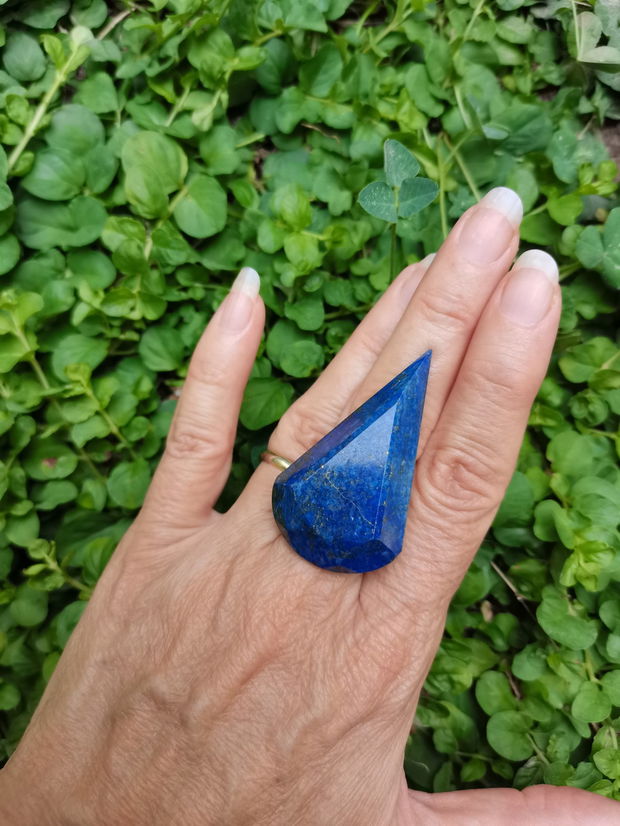 Inel Lapis lazuli si Argint 925 - IN1406 - Inel albastru reglabil, cadou sotie, inel cadou, bijuterii cadou, bijuterii lapis lazuli, inel lacrima, cristale vindecatoare, cristaloterapie, cristale de colectie