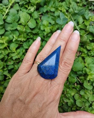 Inel Lapis lazuli si Argint 925 - IN1406 - Inel albastru reglabil, cadou sotie, inel cadou, bijuterii cadou, bijuterii lapis lazuli, inel lacrima, cristale vindecatoare, cristaloterapie, cristale de colectie