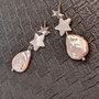 Cercei argint perle naturale de cultura baroc picatura sidef stea tija argint stea boho chic trendy - Transport gratuit