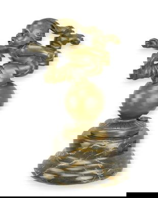 Tom Degetel-statueta din bronz cu un soclu marmura