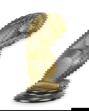 Iepure-statueta Art Deco din bronz cu un soclu din marmura