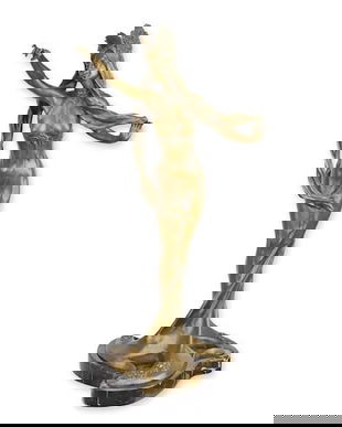 Doamna-statueta din bronz cu un soclu din marmura