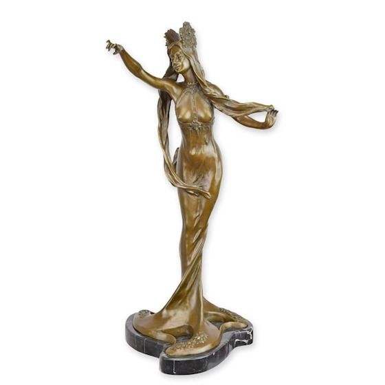 Doamna-statueta din bronz cu un soclu din marmura