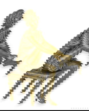 Femeie imbracandu-se-statueta din bronz masiv