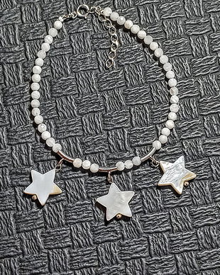 Bratara argint piatra lunii sidef stea charm minimalista boho chic trendy - Transport gratuit