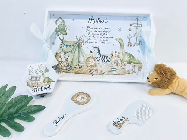 Set aniversar personalizat 1 anisor - BabyBoy Room - Tavita mot si accesorii