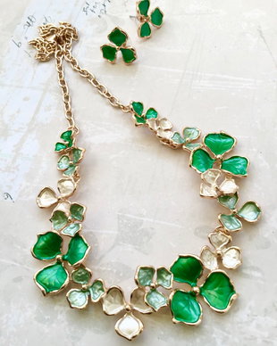 Set Boho flori verzi aliaj argintiu