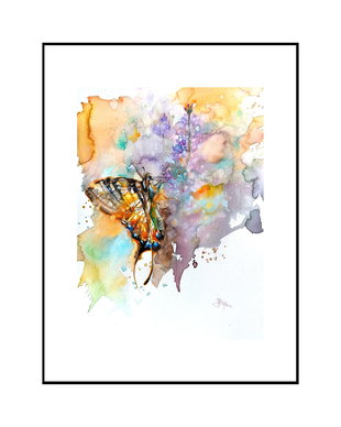 Tablou Butterfly Rainbow - Pictura Originală în Acuarelă - Nature And Colors Collection