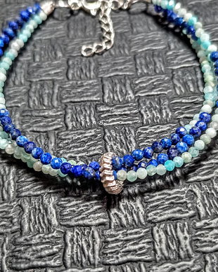 Bratara X3 argint lapis lazuli amazonit minimalista boho chic trendy cadou - Transport gratuit
