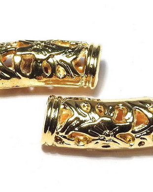 Distantier tubular, auriu, 19x6 mm