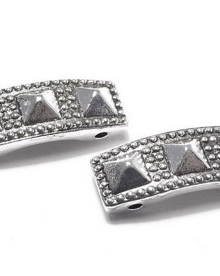 Distantier metalic, argintiu antichizat, 2 siruri, 18.5x7 mm