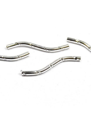 Distantiere din alama, tubulare, ondulate, argintii, 21x1.5 mm
