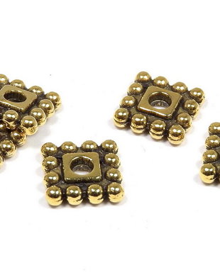 Distantier metalic, auriu antichizat, 7x7 mm