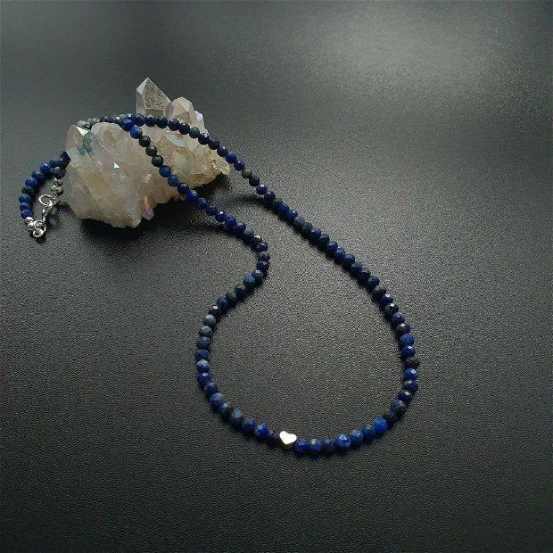 Colier lapis lazuli si inimioara argint