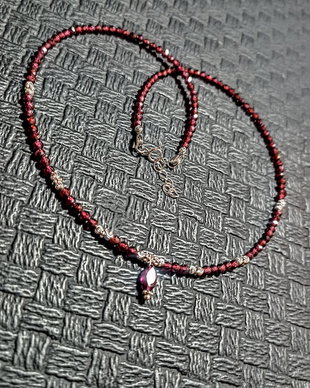 Colier argint granat minimalist boho chic trendy - Transport gratuit